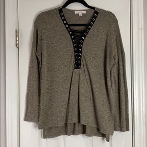 Long sleeve lace up shirt